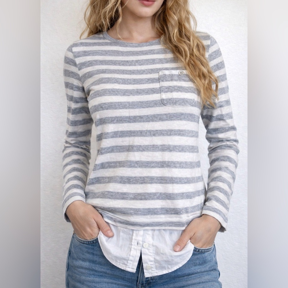 BOGNER Striped Shirttail Long Sleeve Top – Size XS